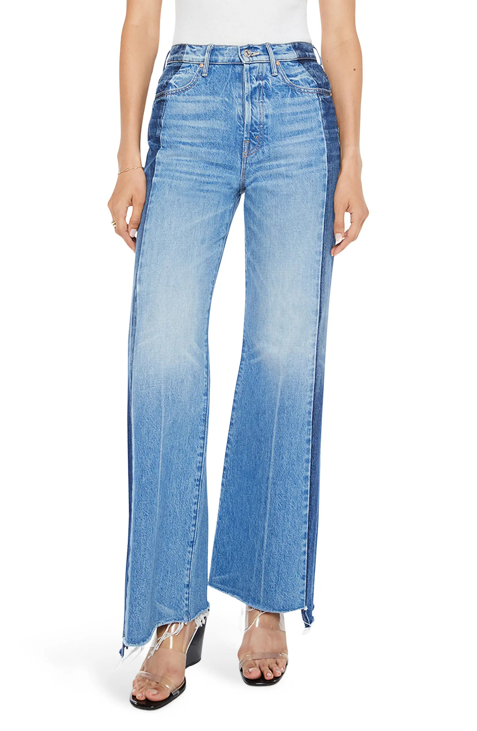 The Tux Sidestepper Sneak Frayed High Waist Bootcut Jeans | Nordstrom