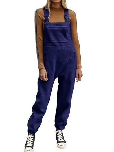Ebifin Women's Fleece Warm Overalls Winter Loose Casual Jumpsuits with Pockets | Amazon (US)