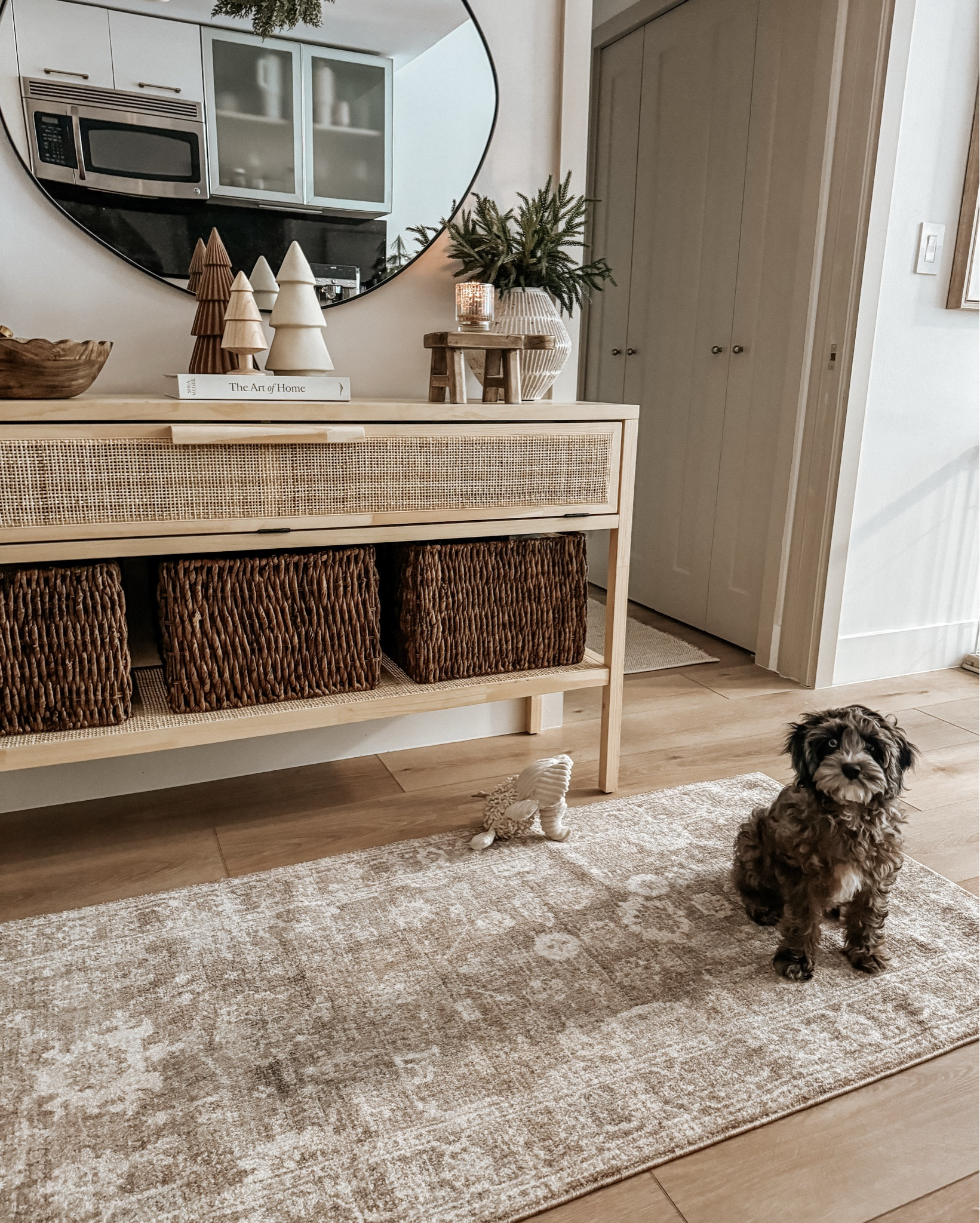 A neutral and warm holiday/christmas/winter entryway 🌲✨🦌

Neutral decor, home decor, runner rug, console table, mirror, Christmas decor, holiday decor, wreath, Christmas treee

#LTKHoliday #LTKHome #LTKSeasonal