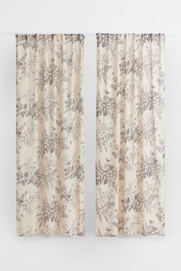 2-pack Multiway Patterned Linen-blend Curtains | H&M (US)