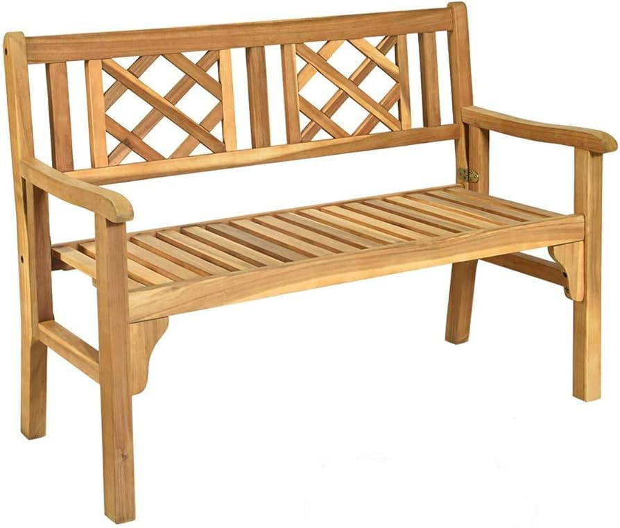 HAPPYGRILL Outdoor Patio Bench Acacia Wood Garden Bench with Backrest and Armrest, Foldable 4-Fee... | Amazon (US)