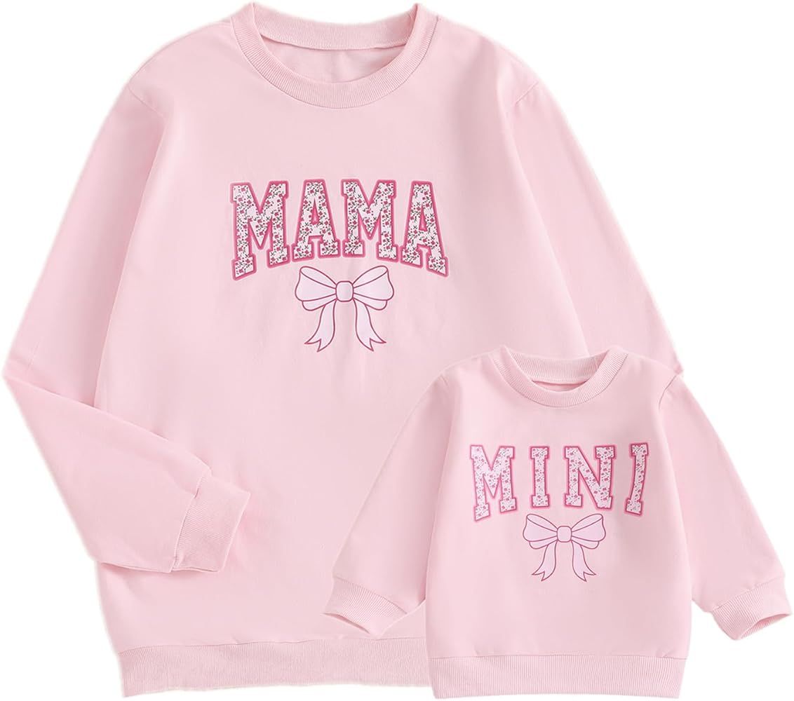 ZAXARRA ​Mommy and Me Matching Outfits Long Sleeve Crewneck Pullover Tops Mama Sweatshirt Mama ... | Amazon (US)