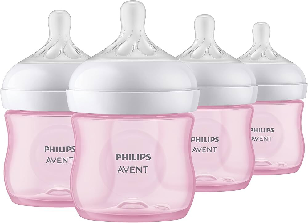 Philips Avent Natural Baby Bottle with Natural Response Nipple, Pink, 4oz, 4pk, SCY900/14 | Amazon (US)