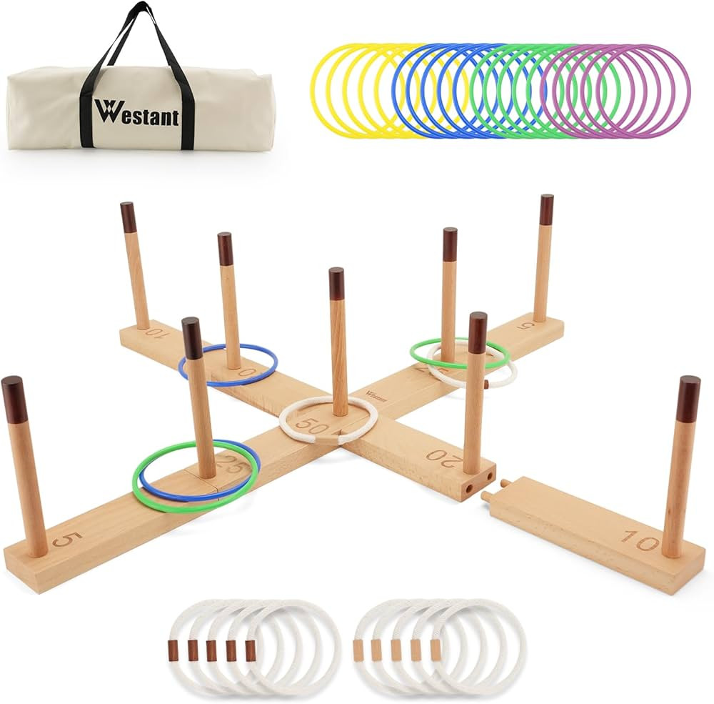 Ring Toss Game Outdoor - 33" Extra Large Yard Games for Adults and Family, Beechwood Ring Toss Ga... | Amazon (US)