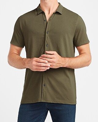 Slim Solid Luxe Comfort Knit Short Sleeve Shirt | Express