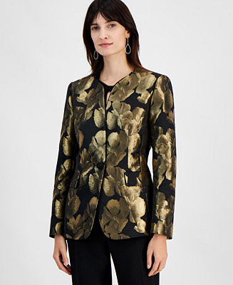 Kasper Women's Metallic Jacquard Collarless Jacket, Regular and Petite Sizes - Macy's | Macy's