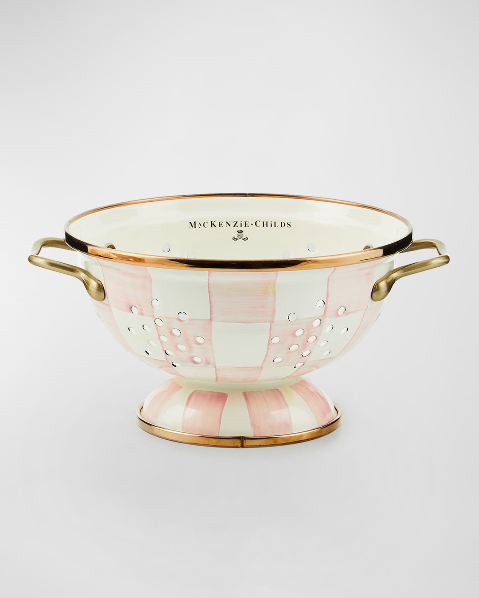 Rosy Check Enamel Colander, Small | Neiman Marcus