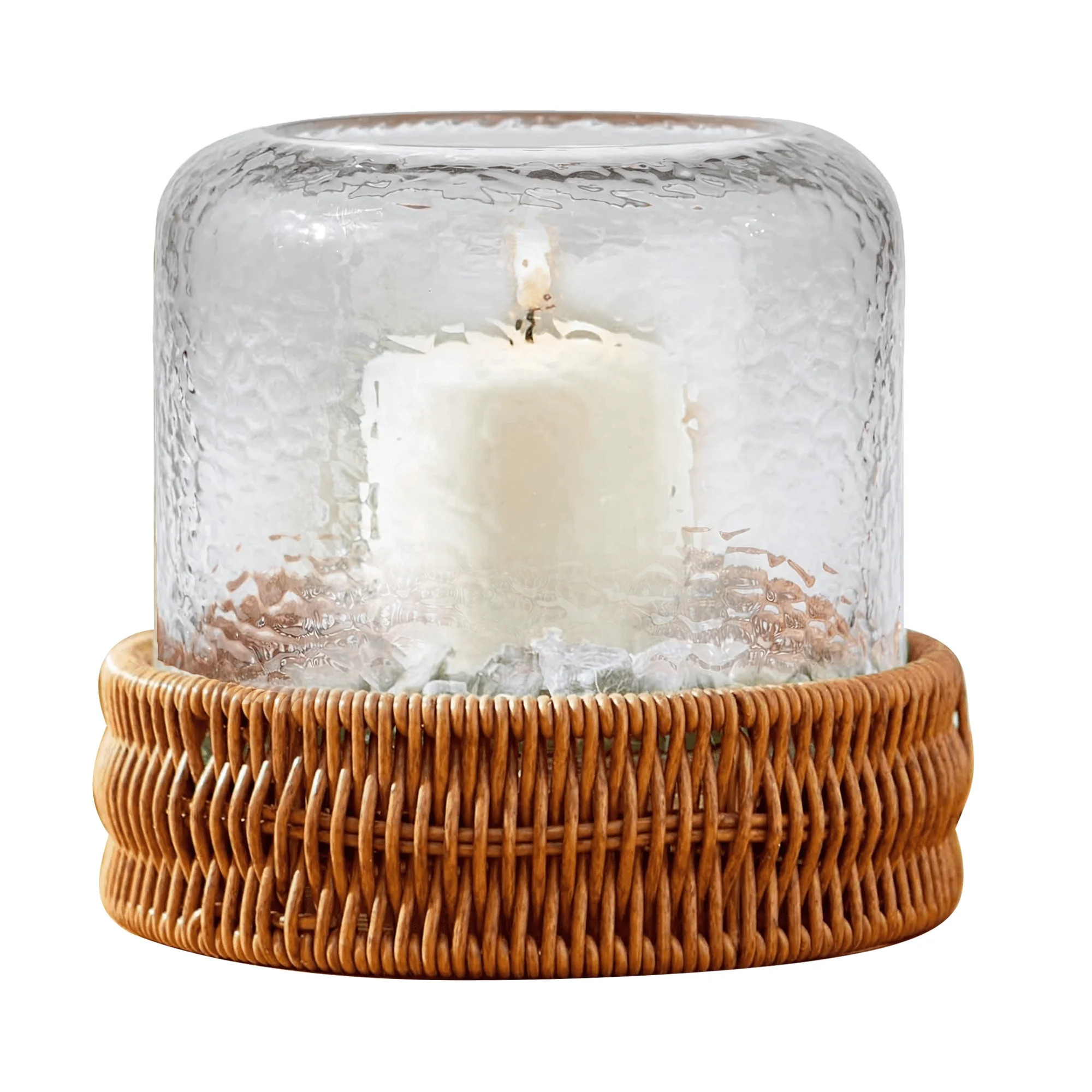 Better Homes & Gardens 7" Decorative Clear Hammered Glass Hurricane Pillar Candle Holder with Bro... | Walmart (US)