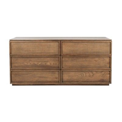 Zeus 6 Drawer Wood Dresser Natural - Safavieh | Target