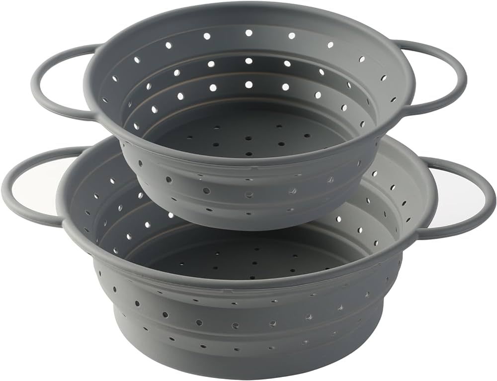 Silicone Collapsible Colander Strainer 2 Pcs Colanders & Food Strainers Kitchen set 8" and 9" Sie... | Amazon (US)