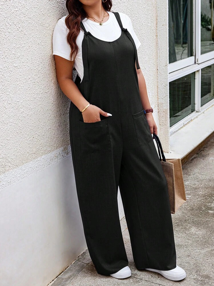 SHEIN Relaxiva Plus Dual Pocket Overall Jumpsuit Without Tee | SHEIN
