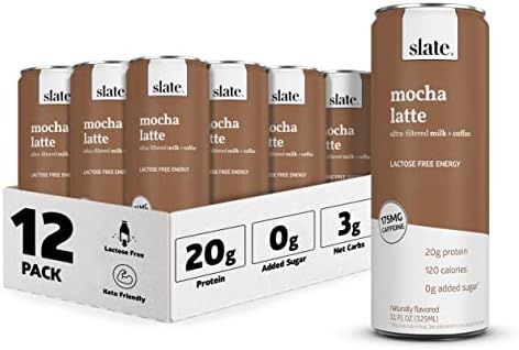 Slate Milk - High Protein Shake, Mocha Latte, 20g Protein, 0g Added Sugar, 175mg Caffeine, Lactose F | Amazon (US)