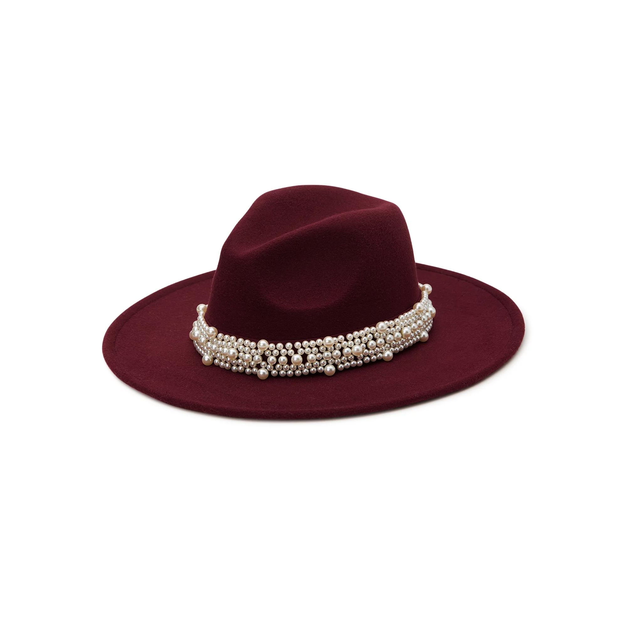 Time and Tru Women's Fedora with Faux Pearl Trim | Walmart (US)