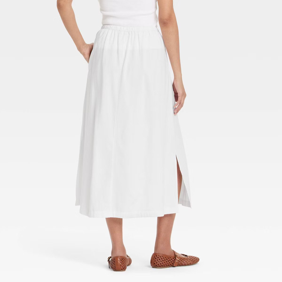 Women's Tie-Front Midi A-Line Skirt - Universal Thread™ White XS: High Rise, Lightweight Cotton... | Target