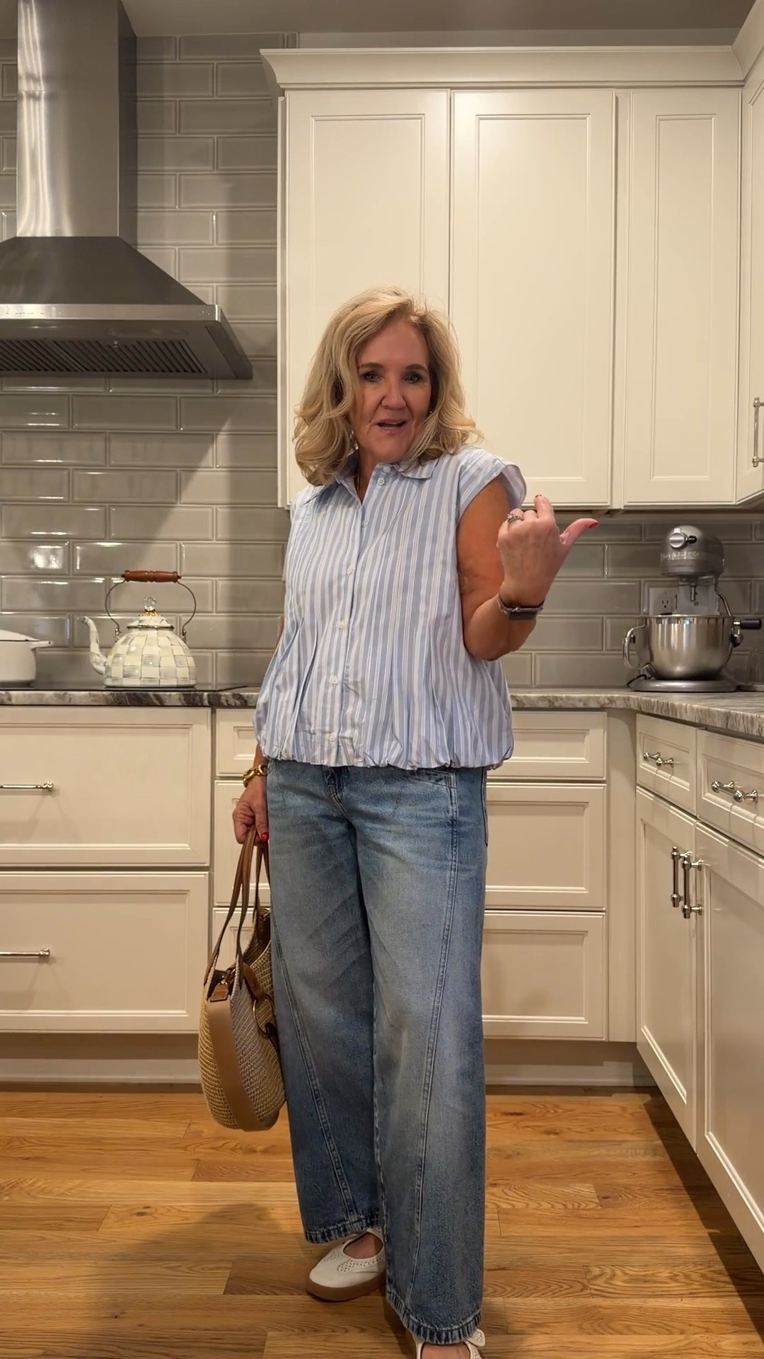 This Anthropologie blouse is one of those easy pieces that instantly elevates any outfit. The relaxed fit makes it perfect with jeans, shorts, or trousers for effortless everyday style. I’m wearing a medium. My woven tote is 10% off with code NANETTE, and I’ll also link my Electric Picks earrings. A few of my Julie Vos pieces are from the sample sale.

💡 LTK MADE EASY
❤️ Heart = Support my posts
🔖 Save = Get sale & restock alerts
📋 Lists = Keep favorites organized
📲 Share = Send to yourself for later
💬 Comment = Ask me anything

#LTKootd #LTKSeasonal #LTKOver40