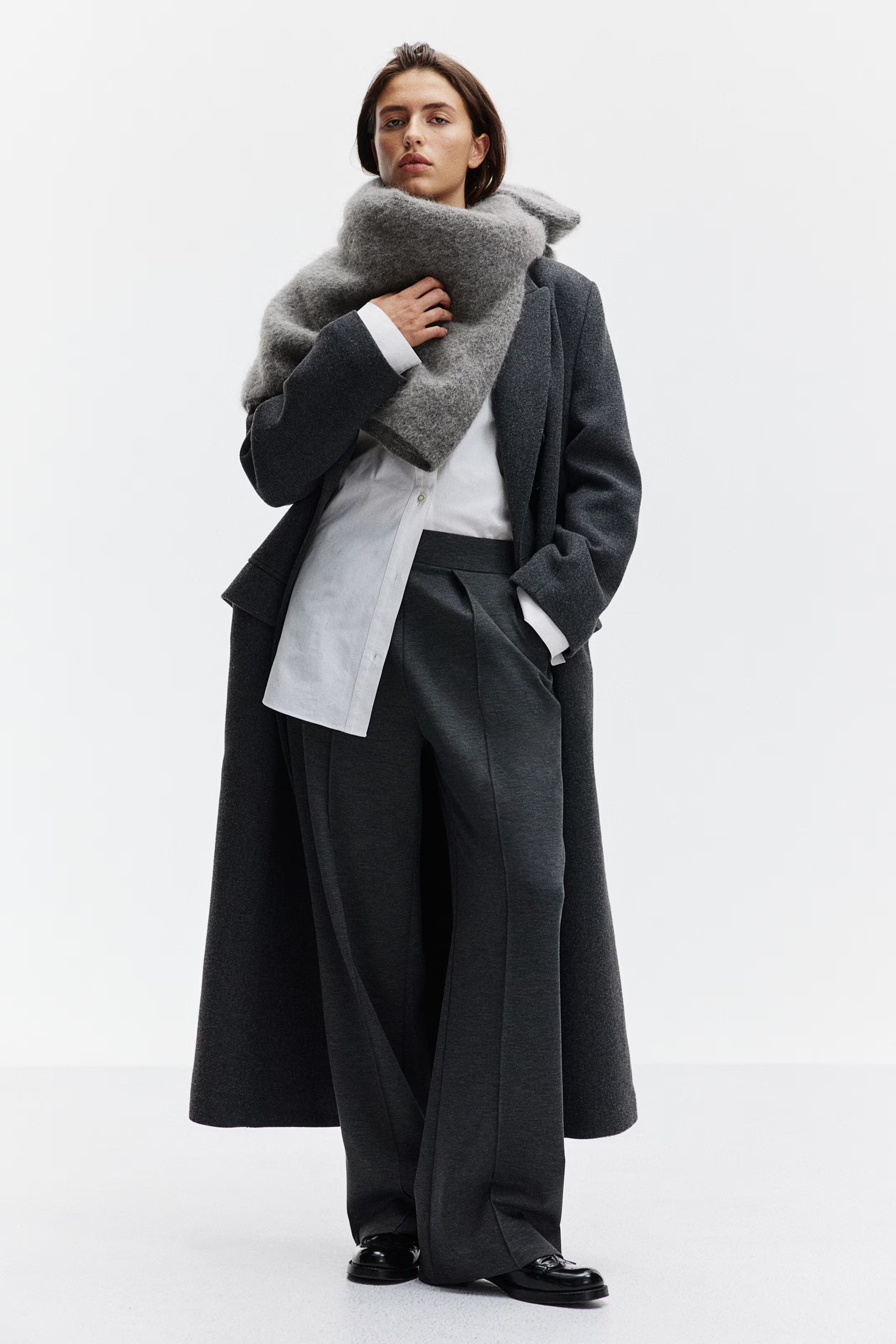 High-waisted tailored trousers - Dark grey marl - Ladies | H&M GB | H&M (UK, MY, IN, SG, PH, TW, HK)