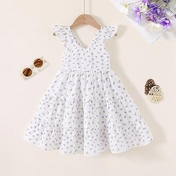 Kids Toddler Baby Girls Rainbow Dress Princess Sleeveless Beach Butterfly Sundress | Amazon (US)