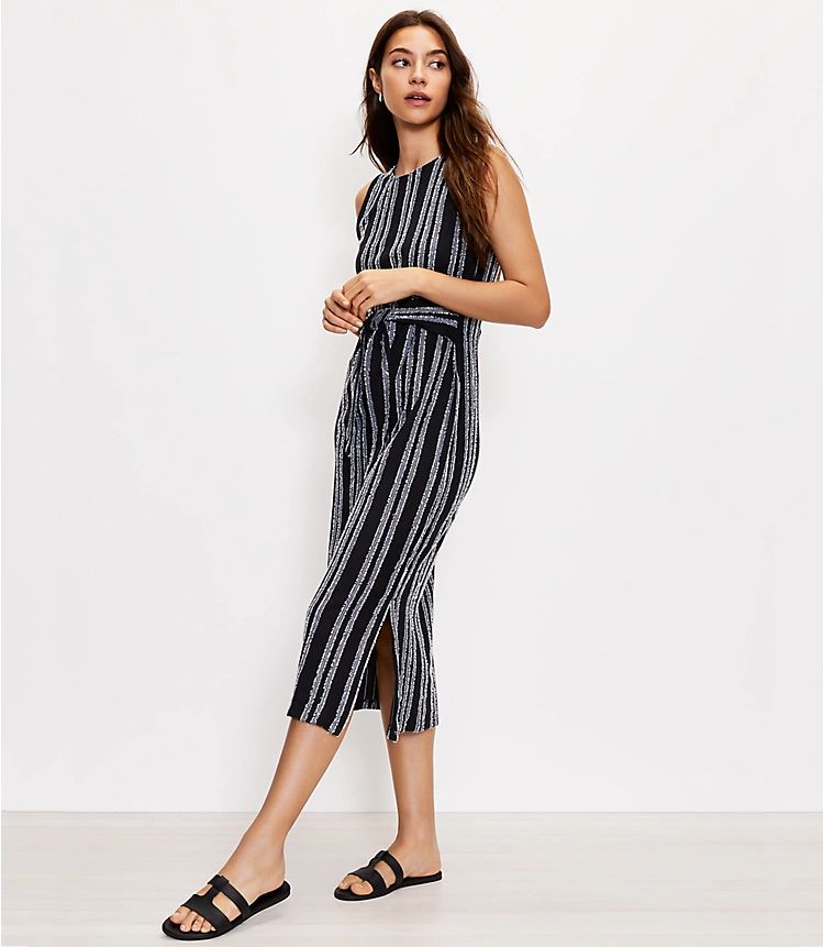 Eyelash Tie Waist Midi Dress | LOFT