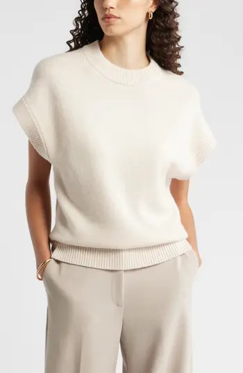Nordstrom Cap Sleeve Wool & Cashmere Sweater in Beige Beach at Nordstrom Rack, Size Xx-Small | Nordstrom Rack