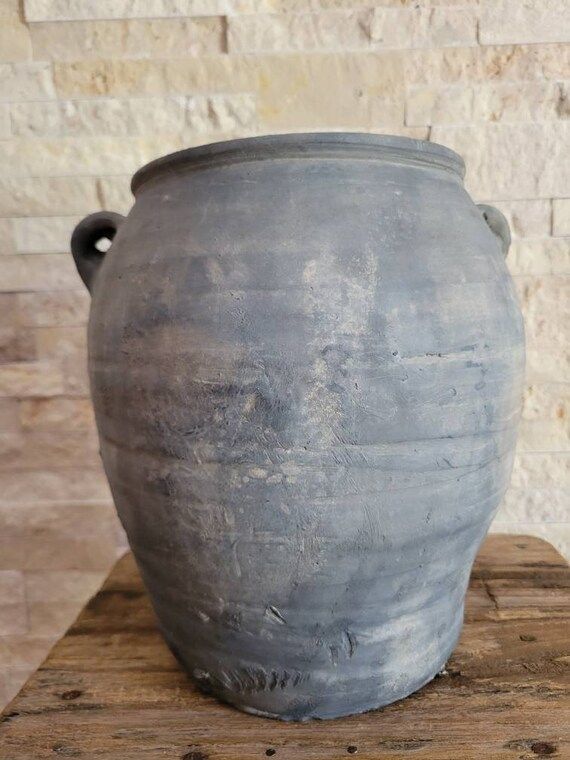 Large Vintage Clay Pot Vessel With Handles - Etsy | Etsy (US)
