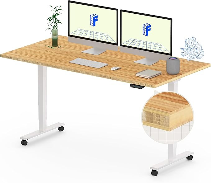 FLEXISPOT E6 MAX Bamboo Dual Motor 3 Stages Standing Desk 55x28 Inch Whole-Piece Board Electric H... | Amazon (US)