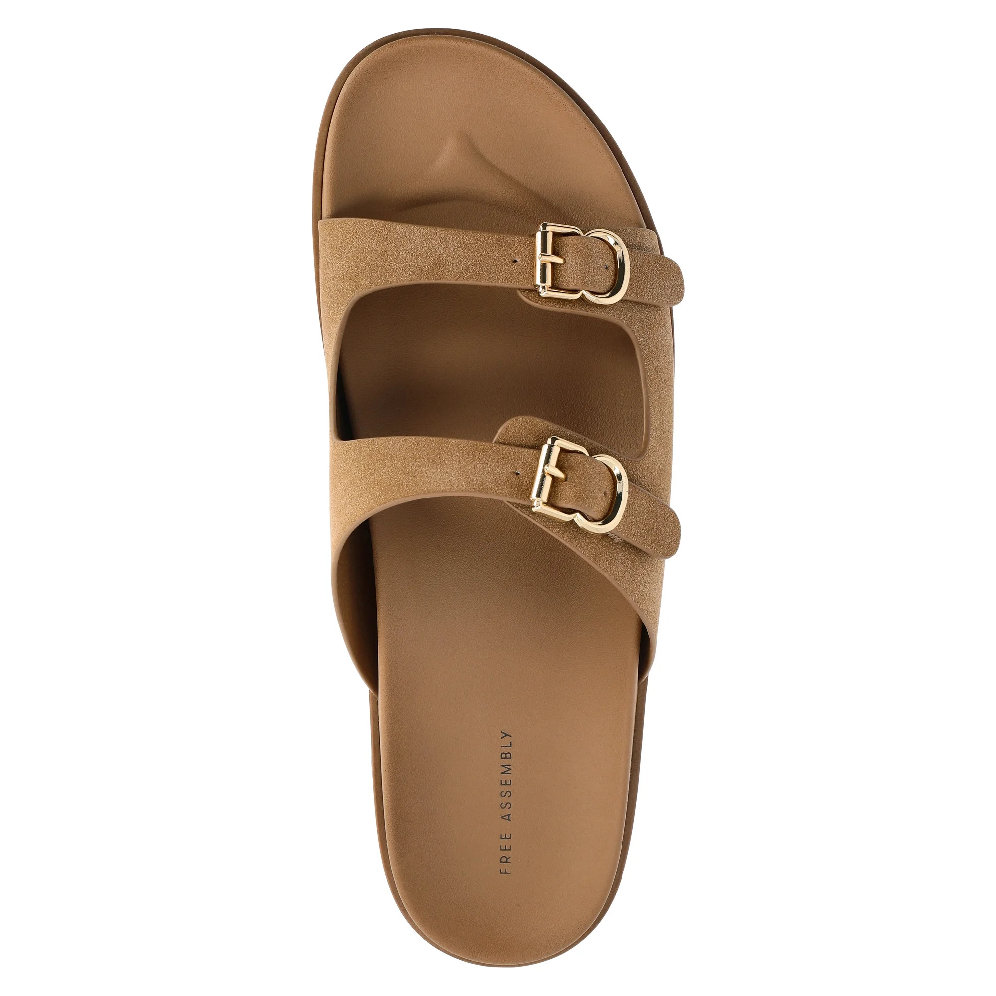 Free Assembly Women's Double Strap Footbed Slide Sandals | Walmart (US)