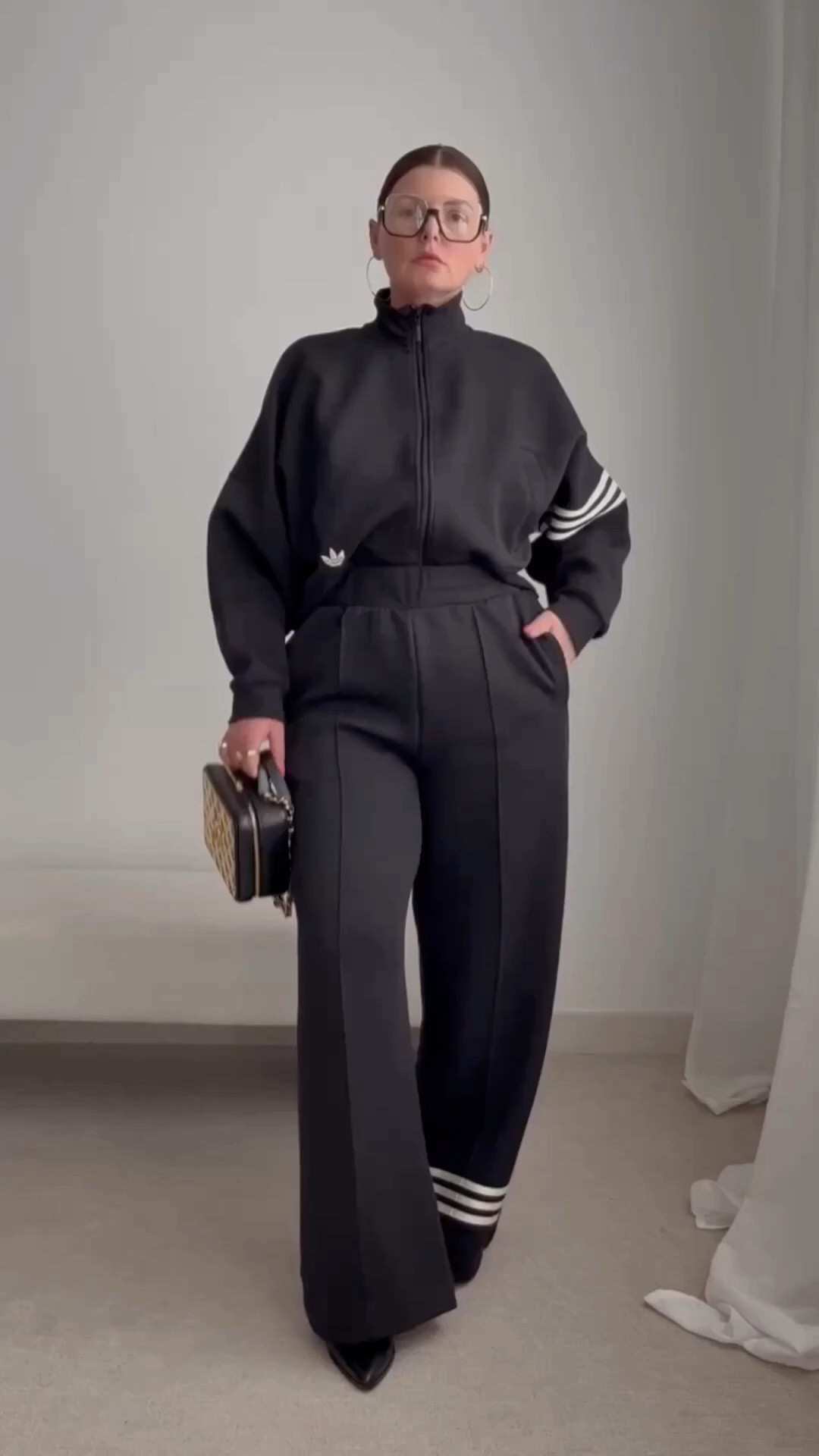 Adidas pant set runs true to size.

My number 1 favorite handbag, Chanel Metal plate vanity, has a few available at one of the reseller sites I shop at … link those for you