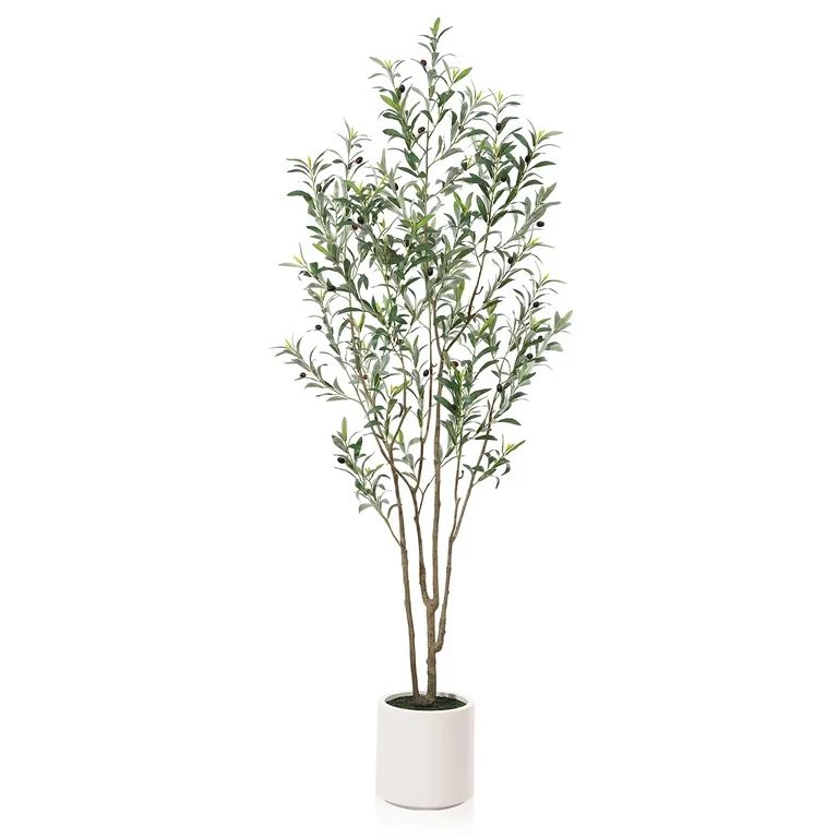 7FT Tall Artificial Muti-trunk Olive Tree with 10.6 inches Large White Planter. 12 lb. DR.Planzen | Walmart (US)