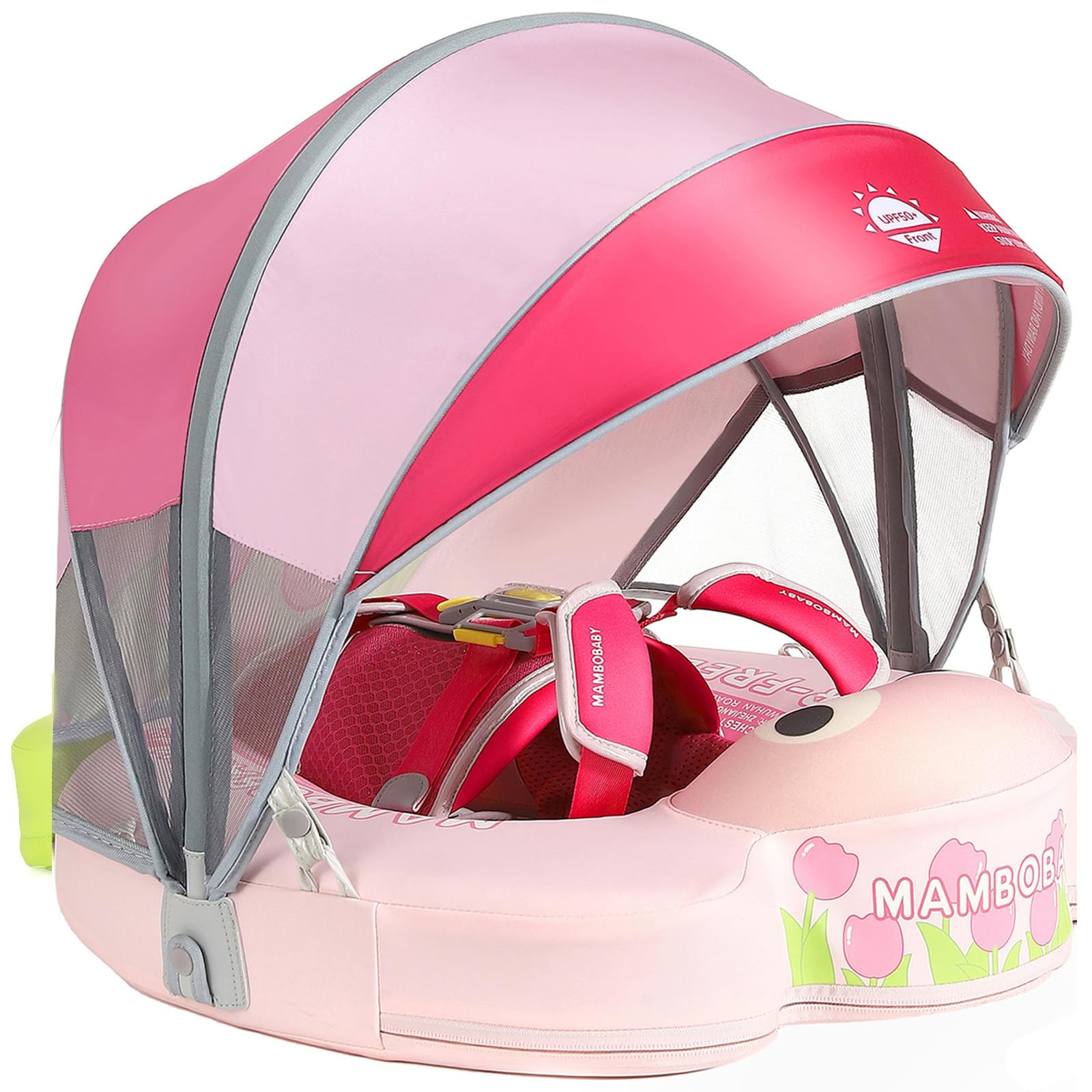 Mambobaby Non-Inflatable Baby Pool Float with Tail and Canopy UPF 50+ Sun Protection No Flip Over... | Amazon (US)