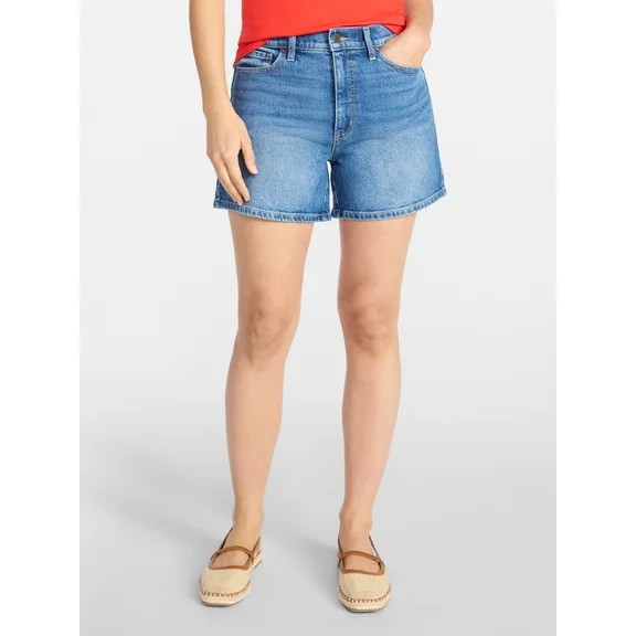 Time and Tru Women's High Rise Denim Shorts, 5" Inseam, Sizes 0-20 | Walmart (US)