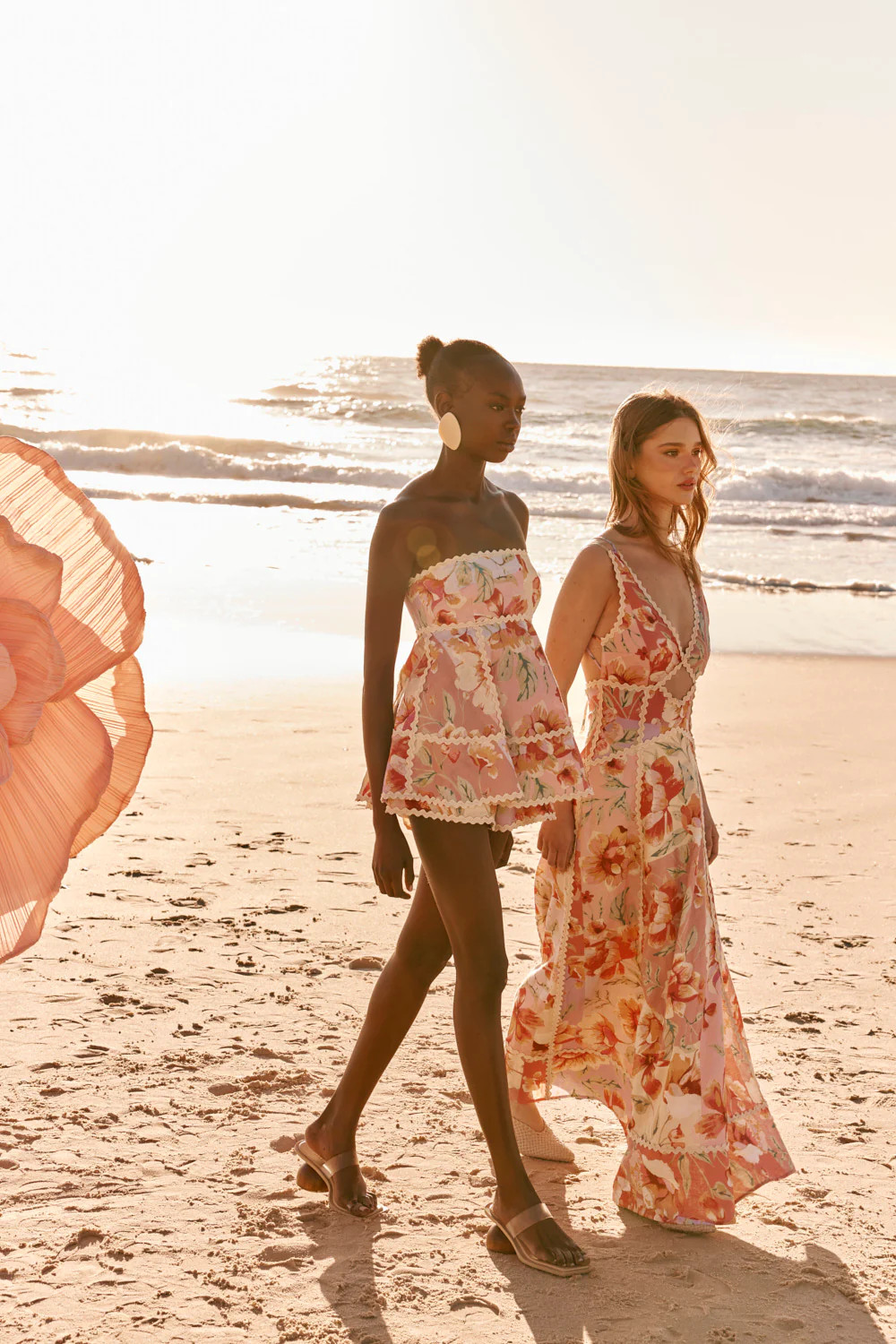 Pink Desert Rose Print Strapless Hera Playsuit | Sabo Skirt US