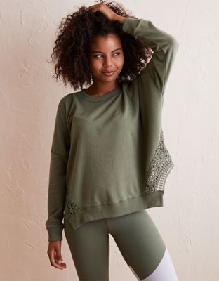 Aerie Lace Bottom Sweatshirt | American Eagle Outfitters (US & CA)
