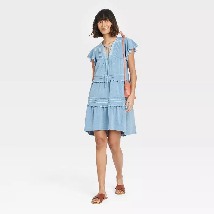 Women's Flutter Short Sleeve Knit Tiered Dress - Knox Rose™ | Target