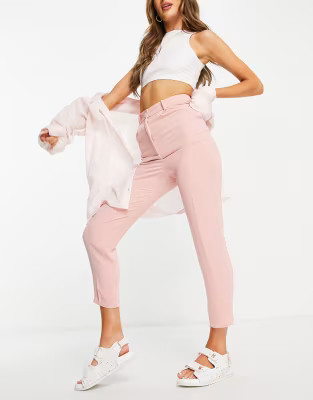 Miss Selfridge fluid crepe pants in pink | ASOS (Global)