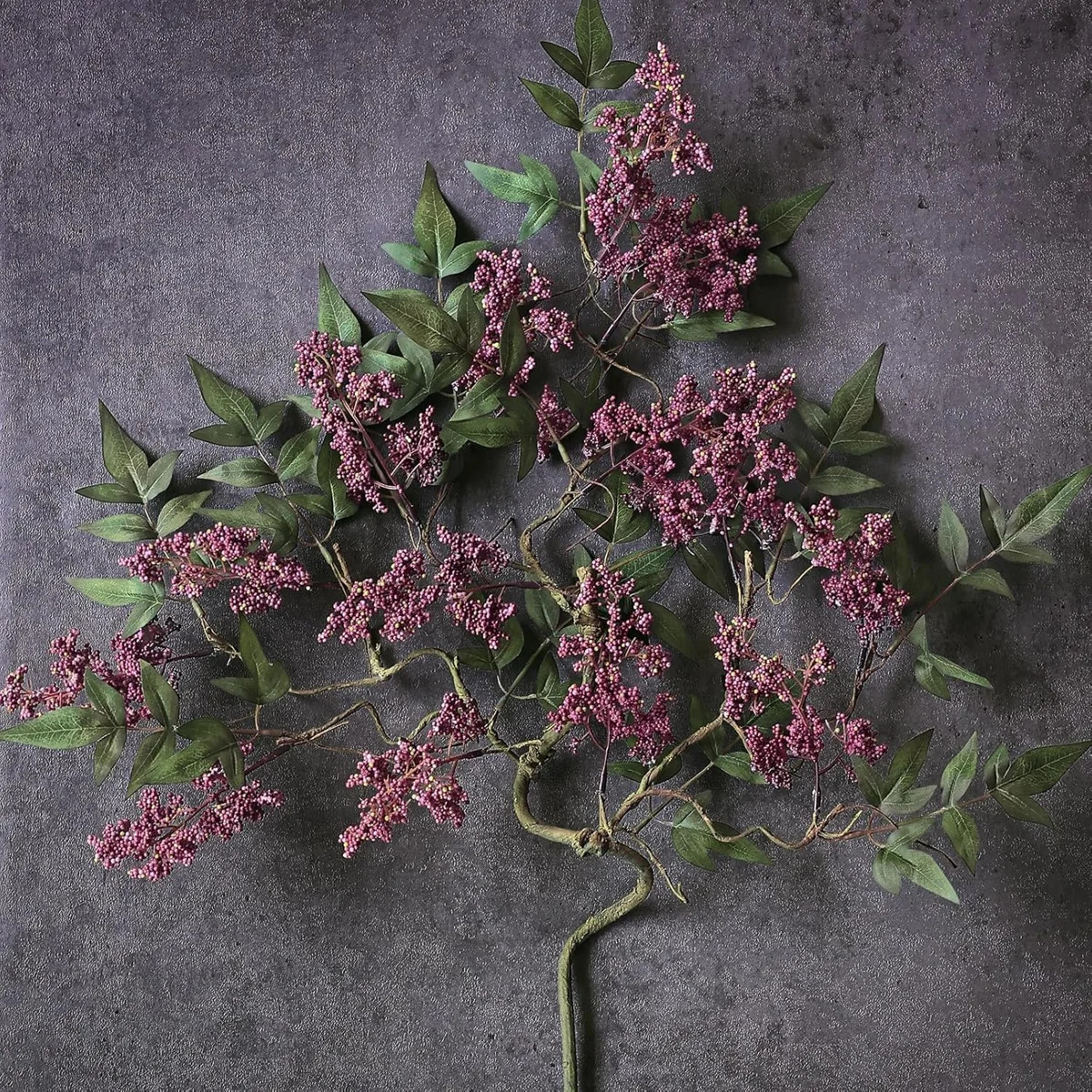 36" Extra Long Artificial Nandina Berry Sprays 4 Pack, Dusty Plum Fake Berry Branches with Natura... | Wayfair North America