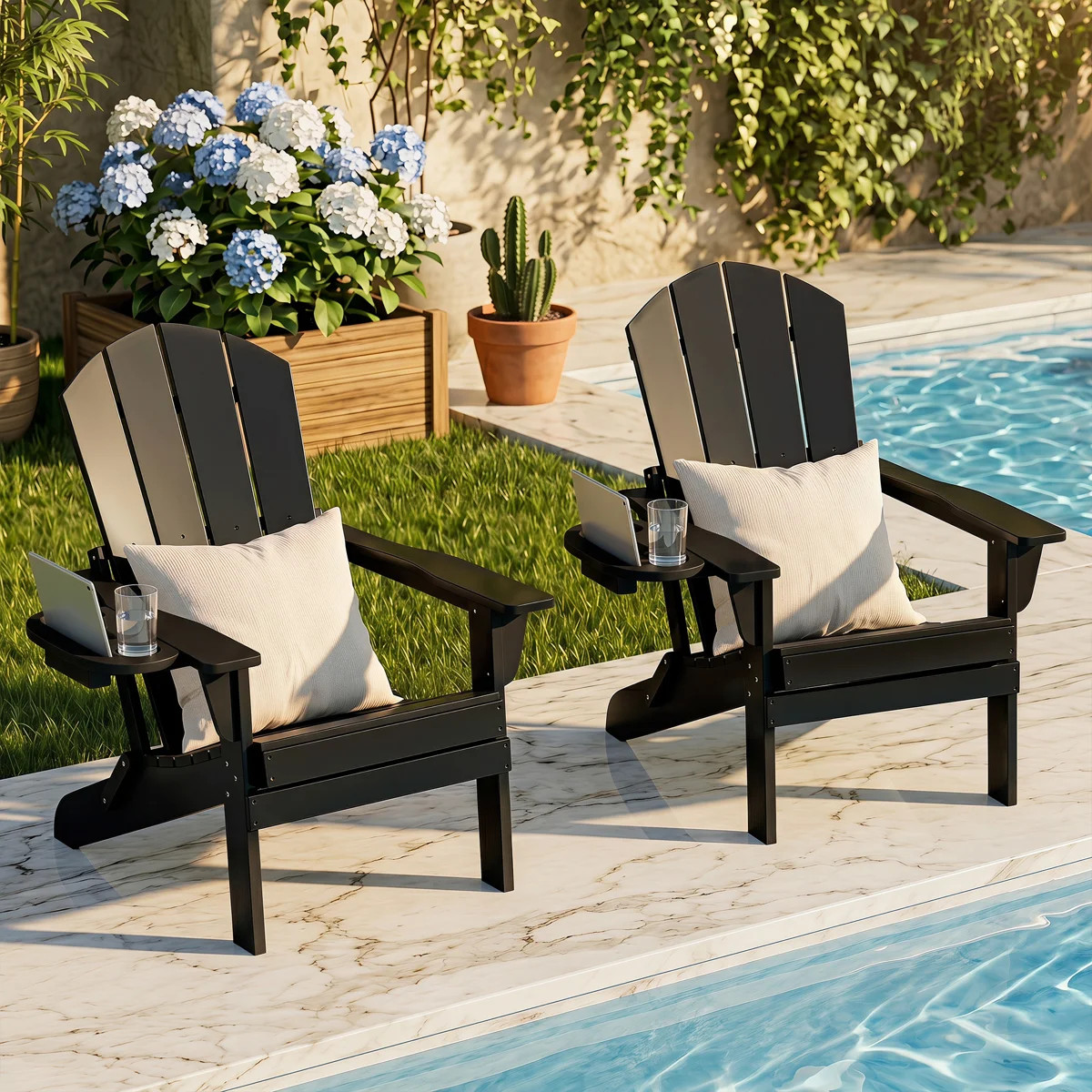 Cheryce HDPE Folding Adirondack Chair With Cup Holder (Set of 4) | Wayfair North America