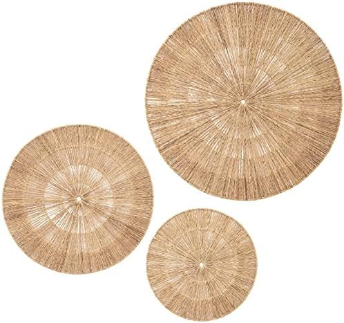 Amazon.com: Artera Home Wicker Wall Decor- Set of 3 Oversized Woven Seagrass Wall Plaques, Unique... | Amazon (US)