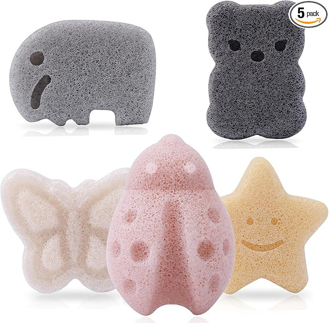 5 Pcs Konjac Baby Sponge for Bathing, Kids Bath Sponges for Infants, Toddler Bath Time, Cute Shap... | Amazon (US)