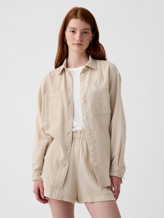 Crinkle Gauze Big Shirt | Gap (CA)