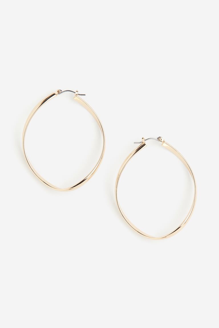 Oval Hoop Earrings - Gold-colored - Ladies | H&M US | H&M (US + CA)