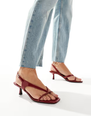 Stradivarius strappy kitten sandal in red | ASOS | ASOS (Global)