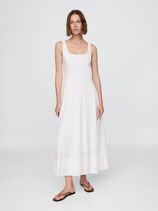 Linen-Blend Square-Neck Maxi Dress | Gap (CA)