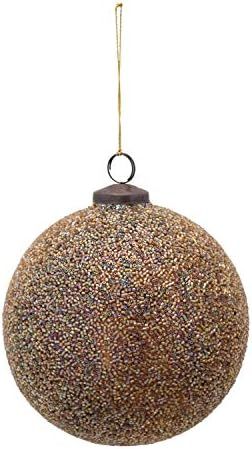 Creative Co-Op 5" Round Ball w Seed Beads, Iridescent Gold Color Glass Ornaments, Multi | Amazon (US)