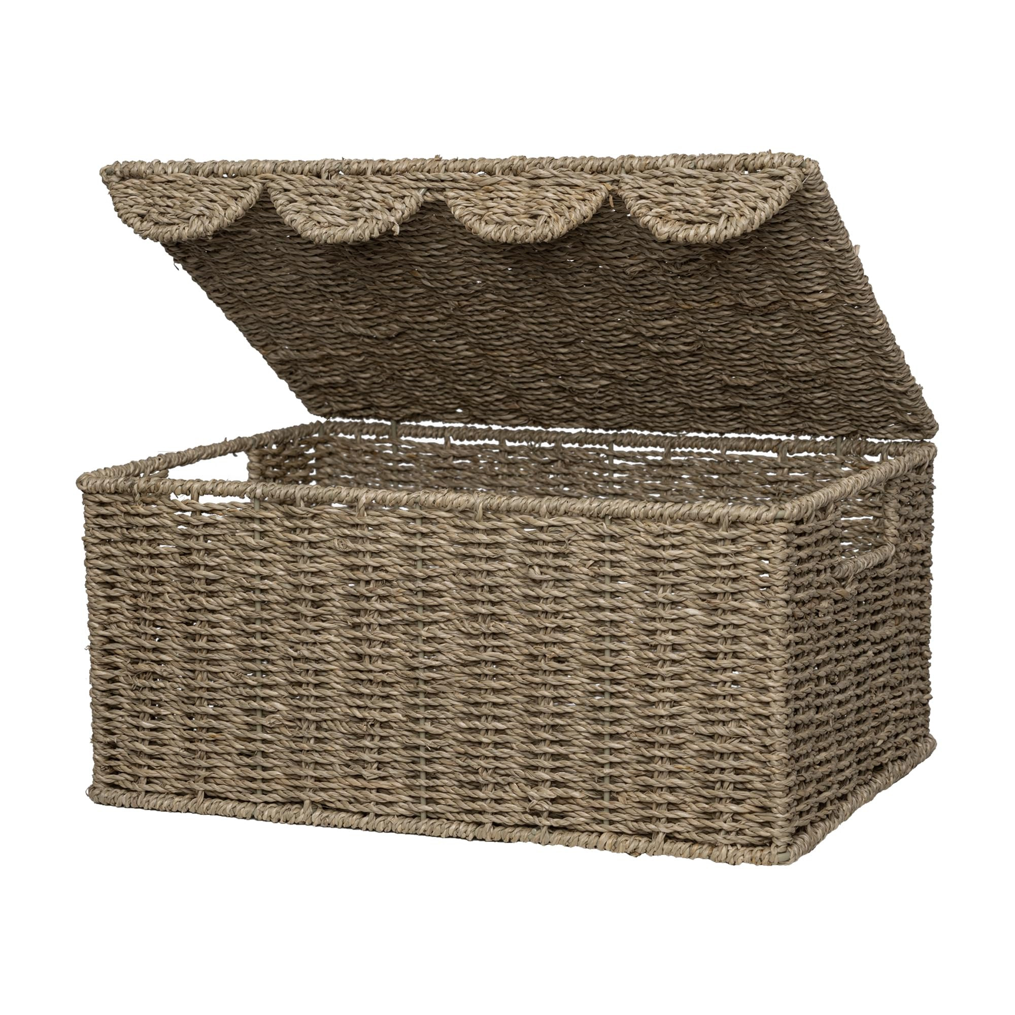 StorageWorks Scalloped Edge Wicker Basket, Seagrass Storage Baskets for Living Room, Bedroom, 15"... | Amazon (US)