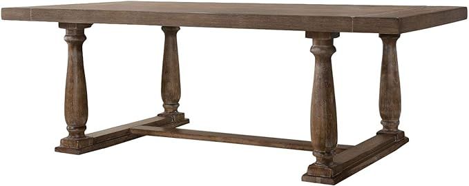 Benjara Traditional Style Wooden Dining Table with Rectangular Shape and Angled Legs, Brown | Amazon (US)