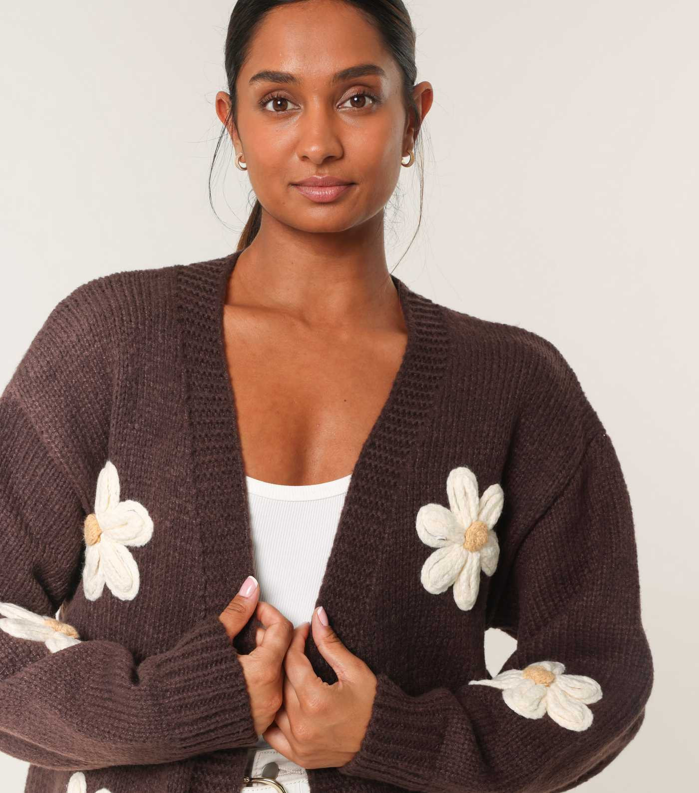 Blue Vanilla Brown Daisy Embroidered Cardigan | New Look | New Look (UK)