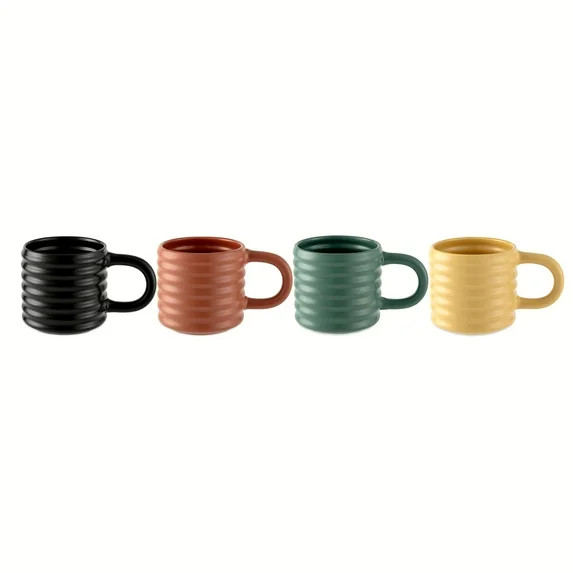 Mainstays 17oz Ribbed Matte Finish Stoneware Coffee Mugs | Walmart (US)