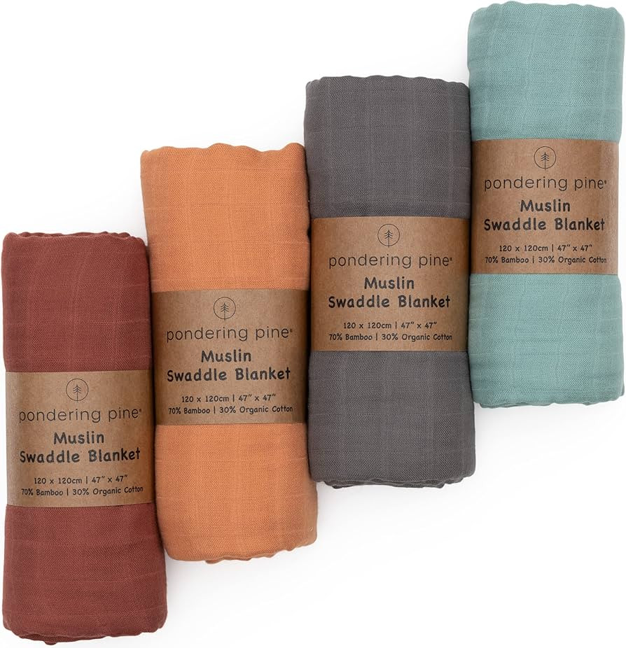 Pondering Pine Organic Muslin Swaddle Blanket - Baby Receiving Blankets Neutral - Boho Earth Tone... | Amazon (US)