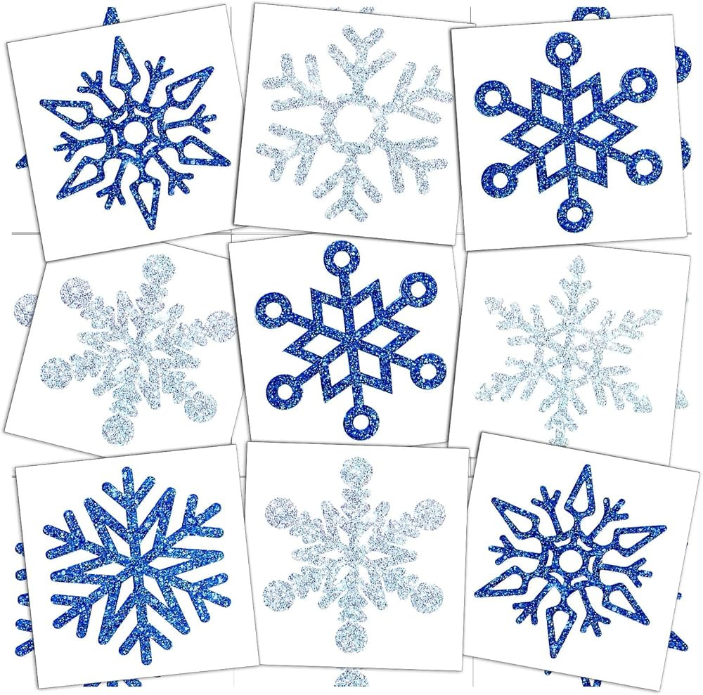 180 Pcs Snowflake Temporary Tattoos Winter Snowflake Sticker Tattoo Glitter Temporary Tattoo Cute... | Amazon (US)