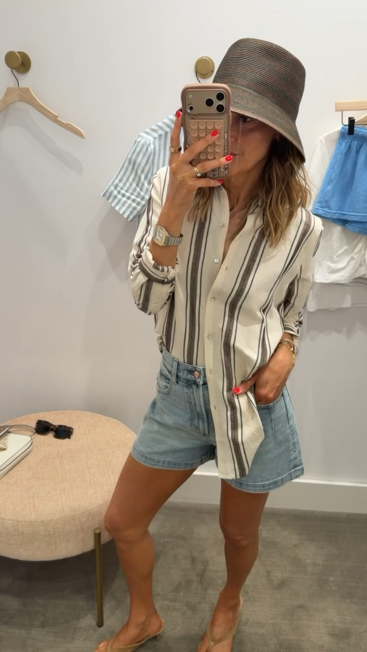 Love this fluid linen-blend stripe shirt, especially for a boat day, or sight seeing! Wearing this bucket hat to go out on the lake today!

#LTKSeasonal #LTKOver40 #LTKTravel